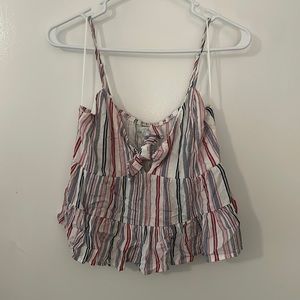 Red, White & Blue Stripe Cropped Tank Top
